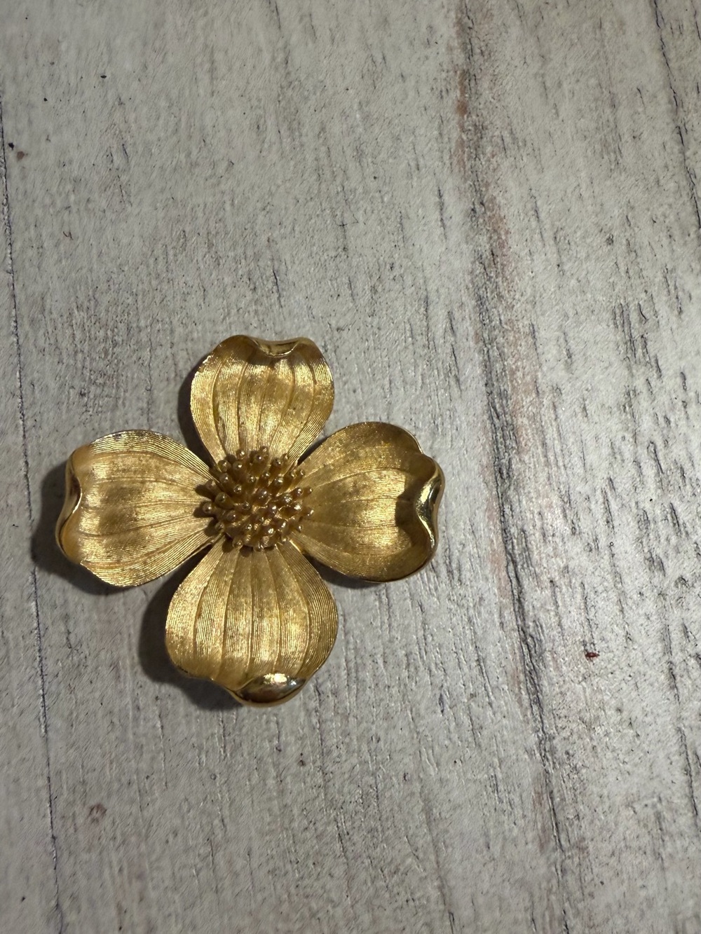 Gold dogwood Flower Brooch - Elegant Floral Pin